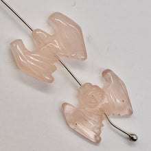 Load image into Gallery viewer, 2 Hand Carved Natural Rose Quartz Bat Beads | 21x16x5mm | Pink
