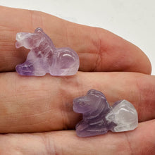 Load image into Gallery viewer, Adorable! 2 Carved Amethyst Horse Pony Beads