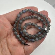 Load image into Gallery viewer, Labradorite AAA Round Bead Strand | 6mm | Gray, Red, Blue Flash | 59/60 Beads |