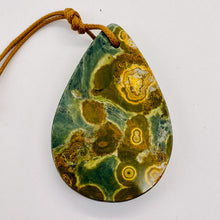 Load image into Gallery viewer, Druzy Ocean Jasper Pendant Teardrop | 50x33x8mm | Green Yellow | 1 Bead