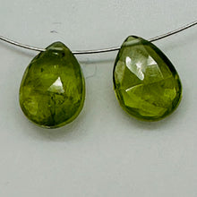 Load image into Gallery viewer, Gem! Faceted Untreated Peridot Briolette Beads Matched Pair | 9x7x4mm | 4.7 tcw|