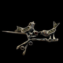 Load image into Gallery viewer, Song Birds Marcasite Sterling Silver Pin | 2" Long | Silver | 1 Sweater Pin |