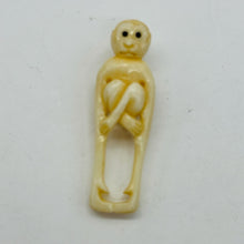 Load image into Gallery viewer, Swing Monkey Carved Waterbuffalo Bone Bead Button 10521 | 51x16x12mm | Cream and Black