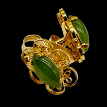 Load image into Gallery viewer, Aventurine Gold Trimmed Sterling Silver Oval Earrings| 7x4mm | Green | 1 Pair |