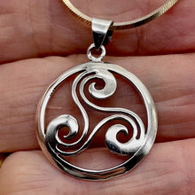 Load image into Gallery viewer, Celtic Triskelion Sterling Silver Charm | 1 1/4" Long | Silver | 1 Pendant |