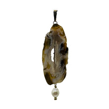 Load image into Gallery viewer, Druzy Agate Slice Designer 14kgf Pendant | 2 1/2" Long | Druzy Agate Crystal |
