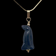 Load image into Gallery viewer, Blue Gold Stone Hand Carved Penguin & 14Kgf Pendant| 1 3/8" Long| Blue Spark |