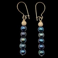 Load image into Gallery viewer, Shinning Teal Fresh Water Pearl 14K Gold Filled Earrings | 2" long |