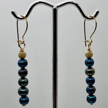 Load image into Gallery viewer, Shinning Teal Fresh Water Pearl 14K Gold Filled Earrings | 2" long |