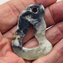 Load image into Gallery viewer, Serpentine New Jade 14g Irregular Loop Pendant Bead | 54x40x5mm | Gray, White |