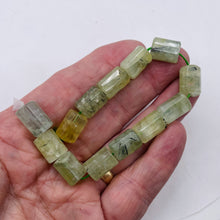 Load image into Gallery viewer, Tourmalated Prehnite Tube Bead Strand | 16x11mm | Green Black | 26 Beads |