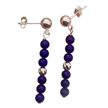 Load image into Gallery viewer, Natural AAA Lapis with Sterling Silver Stud Earrings | 1 1/2" Long | Blue |