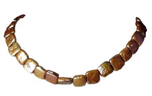 Load image into Gallery viewer, Rare Burning Bronze Square Coin FW Pearl Strand 105218