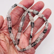 Load image into Gallery viewer, Tourmalinated Quartz Half Strand | 12x8x5mm | Clear White Black | 16 Beads |