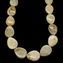 Load image into Gallery viewer, Fossilized Coral Flat Pear Pendant Bead Strand 107084