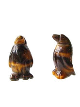 Load image into Gallery viewer, March of The Penguins 2 Tigereye Carved Animal Beads | 21x12x11mm | Golden Brown