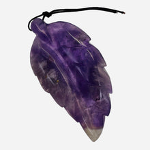 Load image into Gallery viewer, Amethyst Carved Pendant Leaf | 60x30x8mm | Purple White | 1 Bead |