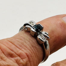 Load image into Gallery viewer, Blue Sapphire and White Diamonds Solid 14Kt White Gold Ring Size 6 3/4 9982Ai