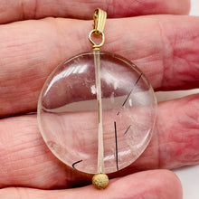 Load image into Gallery viewer, Tourmalinated Quartz Beautiful Round 14K Gold Filled Pendant | 30mm | Disc |