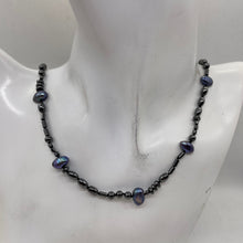 Load image into Gallery viewer, Hematite and Peacock Freshwater Pearl Sterling Silver 22 inches Necklace 200020