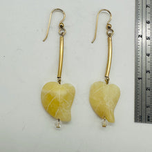 Load image into Gallery viewer, Designer Carved Yellow Jade Leaf and 14Kgf Earrings 6139