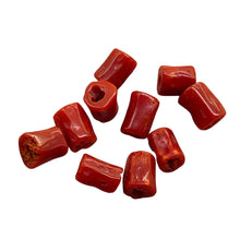 Load image into Gallery viewer, Natural AAA Red Coral Branch Tube Beads | 6 to 7 x 4mm | Red | Tube | 10 Beads |