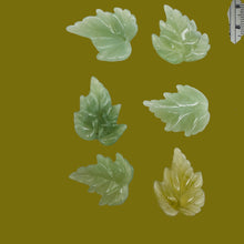 Load image into Gallery viewer, New Jade Carved Serpentine Leaf Bead Set | 28x23x4 to 23x24x4mm | 6 Beads |