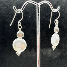 Load image into Gallery viewer, Creamy White Coin Fresh Water Pearl Earrings | 1 1/4" Long | White | 1 Pair |