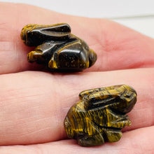 Load image into Gallery viewer, Hoppy 2 Hand Carved Tigereye Bunny Rabbit Beads | 22x12x10m | Golden Brown