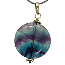 Load image into Gallery viewer, Fluorite 14K Gold Filled Striped Pendant | 1 1/4" Long| Purple, Blue| 1 Pendant|