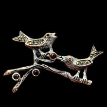 Load image into Gallery viewer, Song Birds Marcasite Sterling Silver Pin | 2" Long | Silver | 1 Sweater Pin |