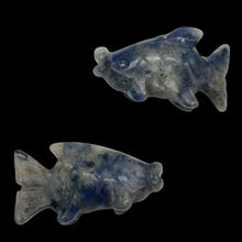 Load image into Gallery viewer, Swimming 2 Hand Carved Sodalite Koi Fish Beads | 23x11x5mm | Blue white