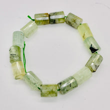 Load image into Gallery viewer, Tourmalated Prehnite Half-Strand Tube Beads | 16x11mm | Green Black | 13 Beads |