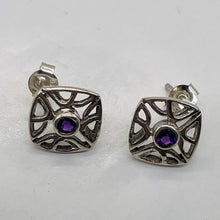 Load image into Gallery viewer, Amethyst in Sterling Silver Post Earrings | 8mm | Purple | 1 Pair |