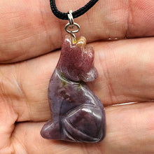 Load image into Gallery viewer, Rainbow Jasper Stone Wolf Pendant | 1 1/2" Long | Pink, Rainbow | 1 Pendant |