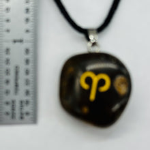 Load image into Gallery viewer, Zodiac Aries Tiger Eye Stone Oval Pendant | 1 1/2" Long | Bronze | 1 Pendant |