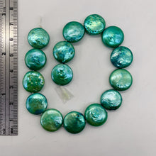 Load image into Gallery viewer, Green Wave 12 to 13mm Freshwater Coin Pearl 8 inch Strand 9442HS