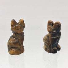Load image into Gallery viewer, Adorable! 2 Tiger's Eye Sitting Carved Cat Beads | 21x12x10mm | Golden Brown