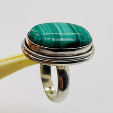 Load image into Gallery viewer, Gemstone Oval Malachite Sterling Silver Ring | Size 7 | Green | 1 Ring |