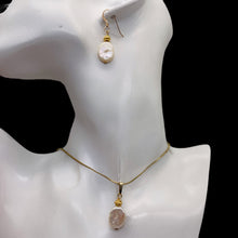 Load image into Gallery viewer, Pearl 14kgf Earrings Pendant Set | 1 1/4" Long | Yellow Gold | 1 Matched Set |