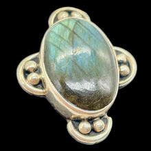 Load image into Gallery viewer, Labradorite Sterling Silver Oval Gemstone Ring | Size 5 | Blue Green | 1 Ring |