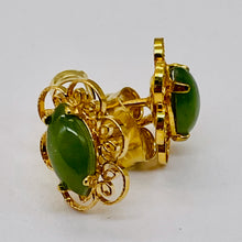 Load image into Gallery viewer, Aventurine Gold Trimmed Sterling Silver Oval Earrings| 7x4mm | Green | 1 Pair |