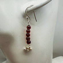 Load image into Gallery viewer, Champagne Garnet AAA 4mm Round Bead Dangle Earrings | 2" Long | Red |