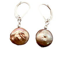 Load image into Gallery viewer, Fresh Water Pearl Sterling Silver Dangle Earrings | 1 1/4" Long | Golden Rose |