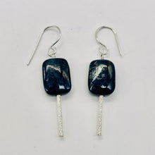 Load image into Gallery viewer, Pietersite Rectangle Bead Sterling Silver Earrings | 1 3/4" | Black Blue |