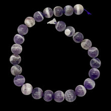 Load image into Gallery viewer, Amethyst Banded Round Beads Half Strand | 8mm | Purple/White | 26 Bead(s)
