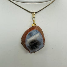 Load image into Gallery viewer, Blue Chalcedony Druzy Circe's Cave 14K Gold Filled Pendant | 1 3/4"Long |