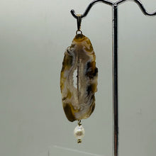 Load image into Gallery viewer, Druzy Agate Slice Designer 14kgf Pendant | 2 1/2" Long | Druzy Agate Crystal |