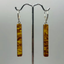 Load image into Gallery viewer, Amber Rectangle Dangle Sterling Silver Earrings | 2" Long | Amber | 1 Pair |