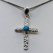 Load image into Gallery viewer, Turquoise Sterling Silver Cross | 1 1/2" Long | Silver | 1 Pendant |